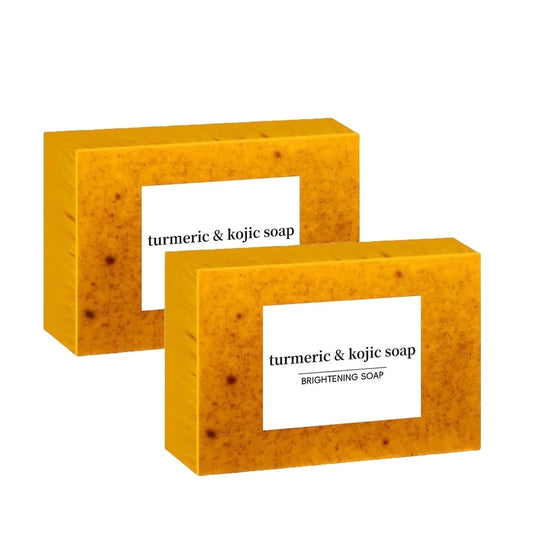 Lemon Turmeric Soap Tablets with Soap Box, Lemon Turmeric Kojic Acid Soap for Dark Spots, Facial and Body Shower Soap, Deep Cleansing Turmeric Soap for Dark Spots & Acne