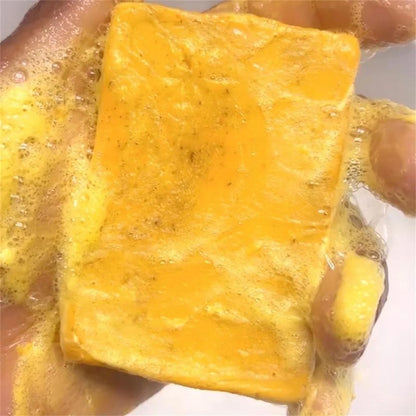Lemon Turmeric Soap Tablets with Soap Box, Lemon Turmeric Kojic Acid Soap for Dark Spots, Facial and Body Shower Soap, Deep Cleansing Turmeric Soap for Dark Spots & Acne