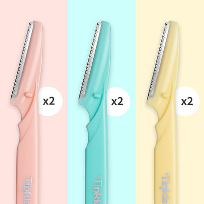 Dermaplaning Tool 6Ct, Dermaplane Razor for Women, Safe and Easy Peach Fuzz Remover, Eyebrow Trimmer with Protective Cover, Stocking Stuffers